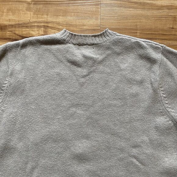 PATAGONIA L Gray Striped LS Crewneck Knit Sweater Lambswool Preppy Ski Outdoors - Picture 6 of 16